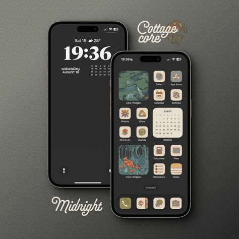 You can never go wrong with this Midnight-themed wallpaper 🤷🏻‍♀️ A personal favorite ✨ Are the original icons too bright and vibrant for you? This Cottage-core inspired icon set can help you with that! This icon pack comes with 140 app icons, 2 widgets, and 6 phone and tablet wallpapers so you can match your iPhone and iPad! Compatible with iOS 14, iOS 15, iOS 16, and iPadOS. Icon Set Aesthetic, Icon Pack Aesthetic, App Icon Set, Tablet Wallpapers, Set Aesthetic, Themed Wallpaper, App Icon Pack, Iphone Theme, Aesthetic Ios