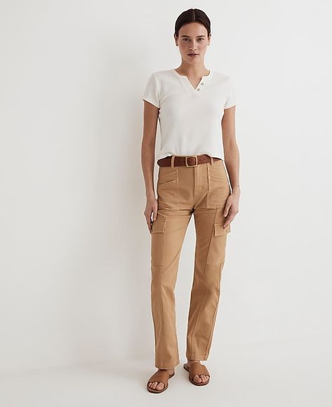 The Garment-Dyed '90s Straight Cargo Pant | Madewell Herringbone Fabric, Paperbag Pants, Cargo Pants Women, Tapered Pants, Cargo Pant, Madewell Denim, Capri Jeans, Straight Pants, Vintage Jeans