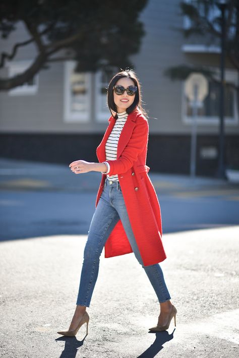 Keeping it short and sweet today! Hope you’re having a good week so far, thank you for visiting! *** Jacket – thanks to St. John (here) Top – B.P. (now on sale for $16 here) Jeans – Frame Denim (finally on sale 40% off and they a current favorite! here) Pumps – Gianvito Rossi (still … Red Coat Outfit, Red Jacket Outfit, Mantel Outfit, 일본 패션, Walking Down The Street, Coat Outfit, Blazer Outfit, Red Coat, Cute Fall Outfits