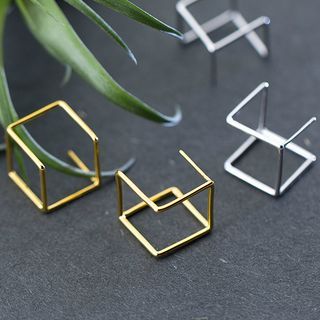 Minimalistic Earrings, Geometric Box, Earring Box, Fine Silver Jewelry, Handmade Box, 925 Silver Earrings, Square Earrings, Geometric Earrings, Sterling Silver Studs