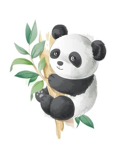 Panda Tree, Jungle Drawing, Cute Panda Drawing, Cute Panda Cartoon, Panda Illustration, Panda Mignon, Panda Drawing, Illustration Mignonne, Siluete Umane