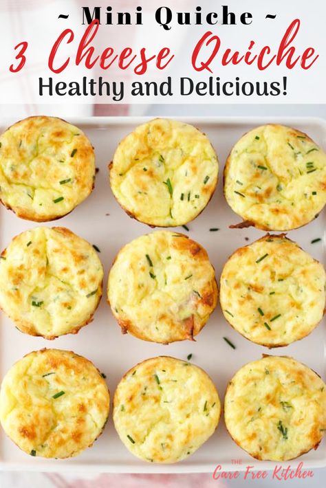 3 Cheese Quiche, Best Crustless Quiche, Easy Mini Quiche, Mini Quiche Recipe, Quiche Recipes Crustless, Best Quiche Recipes, Classic Quiche, Cheese Quiche Recipe, Mini Quiche Recipes