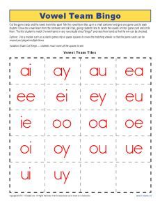 http://Here'safunbingogametohelpyourstudentlearnaboutvowels. Oo Vowel Team Activities, Vowel Team Worksheets Free Printable, Phonic Book, Phonic Charts, Vowel Digraphs Activities, Phonics Stories, Vowel Teams Worksheets, Vowel Pairs, Spelling Help