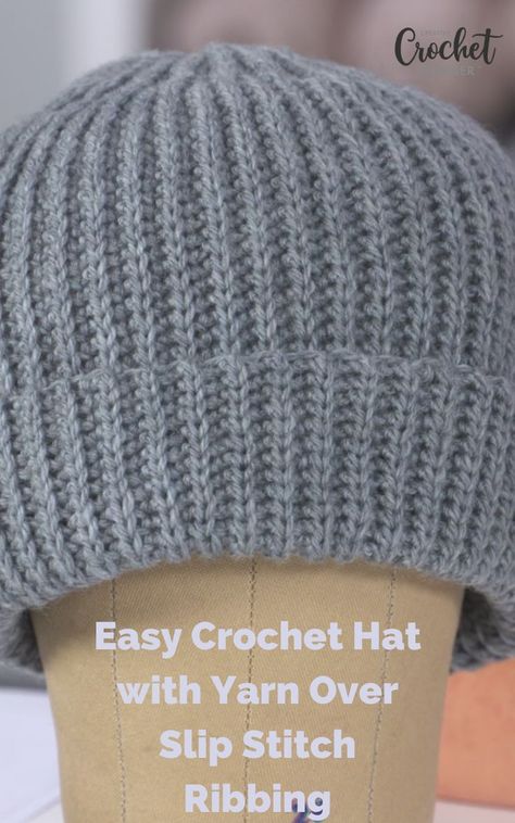 Looking for an easy crocheted hat pattern? The Ribbed Watch Cap by Brenda K.B. Anderson is the perfect hat to practice the unique yarn over slip stitch ribbing stitch pattern. In this video, she explains step-by-step how to crochet this textured, stretchy hat. Slouch Hat Crochet Pattern, Crochet Hats For Boys, Easy Crochet Hat Patterns, Crochet Beanie Pattern Free, Slip Stitch Crochet, Loom Crochet, Crochet Baby Beanie, Easy Crochet Hat, Crocheted Hat