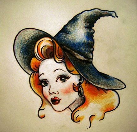 Cute Witch Tattoo, Witch Inspiration, Halloween Sleeve, Tato Flash, Semi Colon, Witches Broom, Art Stencils, Witch Tattoo, Cute Witch