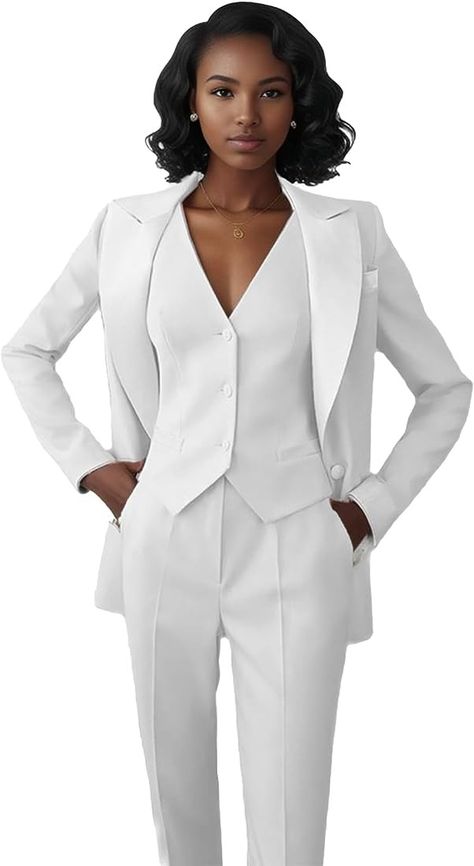 Allingentle Women's Business Casual Tuxedo Suit: A Fashion Statement of Class, Elegance, and Style for the Modern Woman. Blazer Work Outfits For Women, Satin Pant, Professional Pants, Pant Suits For Women, Casual Outfits For Women, Tuxedo Women, Womens Suits Business, Graduation Photography, Business Casual Outfits For Women