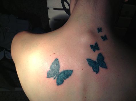 Dark green ink butterfly tattoo Dark Green Tattoo Ink, Dark Green Tattoo, Green Butterfly Tattoo, Green Ink Tattoo, Green Tattoo Ink, Ink Butterfly, Green Tattoo, Green Tattoos, Wet Felting Projects