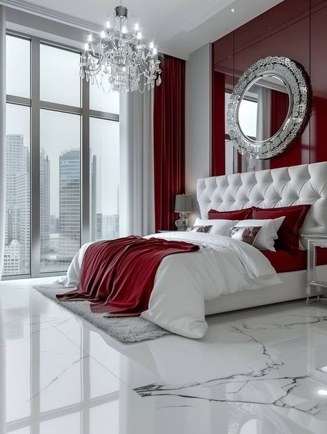 Silver Room, House Of Gold, Cozy Fall Bedroom, Fall Bedroom, Red Rooms, Luxury Bedroom, White Bedroom, Bedroom Aesthetic, Bed Room