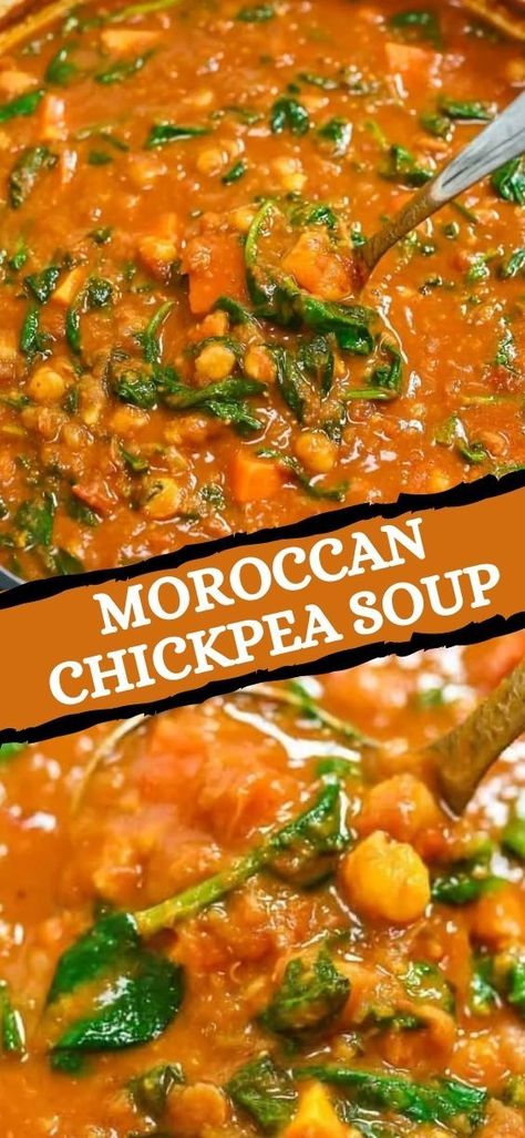 Moroccan Chickpea Soup, Chilli Garlic Noodles, Moroccan Soup, Moroccan Chickpea, Soup Ideas, Dinner Favorites, Moroccan Dishes, Chickpea Soup, Veg Food