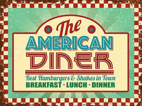 Mobilier et Arts de la table pour Restaurant American Diner 50s Decor, Diner Sign, Metal Manufacturing, Old Route 66, Retro Food, Vintage Industrial Decor, American Diner, Retro Diner, Kitchen Wall Clocks