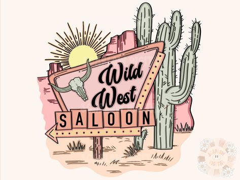 Wild West Saloon, Cactus Png, Cowgirl Art, Western Aesthetic, The Wild West, Color Profile, Future Design, Western Art, Png Design