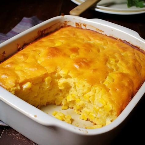 Baked Corn Casserole, Buttery Cornbread, Creamy Corn Casserole, Butter Pecan Cake, Corn Casserole Recipe, Baked Corn, Corn Muffin Mix, Creamy Corn, Baked Casserole