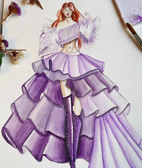 Illustration World on Instagram: “Published By :- @roaringlionart . . . . Created By :- @berthe_fashionillustration . . . . Happy Winter Solstice!!💜✨🥂 Thanks to all who…” Model Drawing Fashion, Drawing Purple, Rhythm Dress, Outfit Ideas Drawing, Rhythm Art, Fashion Model Drawing, Happy Winter Solstice, Fashion Model Sketch, Fashion Figure Drawing