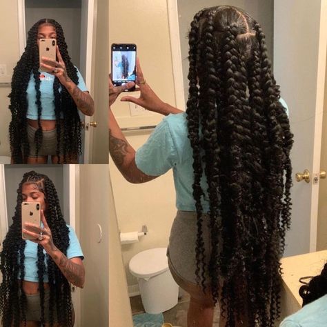 Knotless Passion Braids, Passion Braids, Pre Stretched Braiding Hair, Braided Headband Hairstyle, Big Box Braids Hairstyles, Birthday Hairstyles, Goddess Braids Hairstyles, Hairstyle Tutorials, Cute Braided Hairstyles