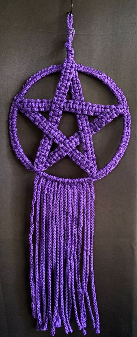 outstanding crochet wall hanging designs decorative wall decor ideas Purple Pentagram, Star Macrame, Moon Macrame, Macrame Items, Star Wall Decor, Decorative Wall Decor, Friends Hanging Out, Wiccan Decor, Macrame Dream Catcher