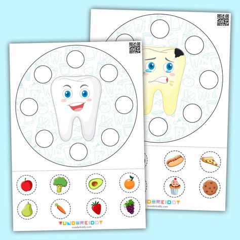 Free Dental Health Printables, Teeth Kindergarten Activities, Healthy Food Activities For Preschool Free Printables, Healthy Teeth Activities For Kids, Teeth Activities For Preschool, Teeth Kindergarten, Healthy Teeth Activities, Printable Learning Activities, Worksheets High School