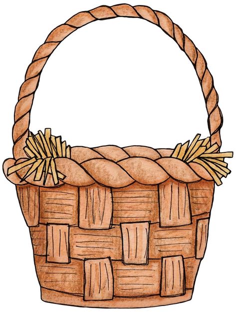 How To Draw A Basket, Easter Basket Drawing, Basket Printable, Basket Clipart, School Art Activities, Basket Drawing, English Activities For Kids, Farm Crafts, Hand Crafts For Kids