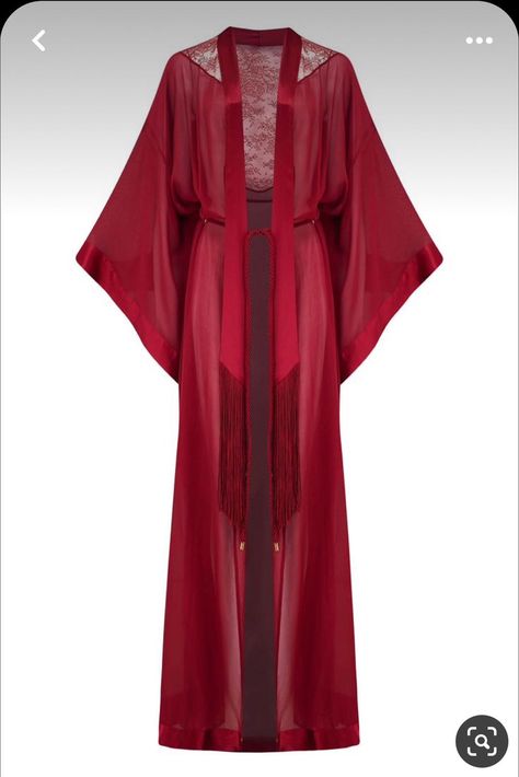 Red Night Robe, Red Silk Robe, Long Silk Robe, Black Silk Robe, Silk Robe Long, Cute Red Dresses, Sheer Robe, Red Kimono, Kimono Coat