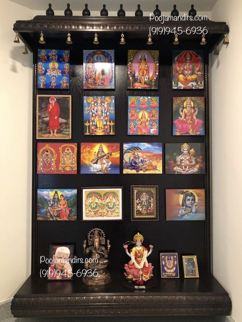 Pooja Mandirs USA - Gallery Pooja Shelf Ideas Indian, Pooja Mandir Usa, Pooja Shelf, Interior Design Kitchen Contemporary, Mandir Decoration, Indian Room, Housewarming Decorations, Temple Design For Home, Pooja Mandir