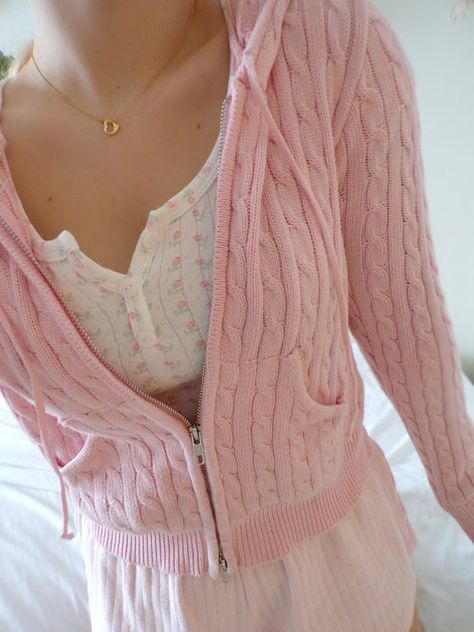 Products – PrisanaBay Floral Dress Aesthetic, Pink Jacket Outfit, Knit Zip Up Hoodie, Fall Jackets Outfit, Coquette Floral, Pink Cable Knit Sweater, Pink Vanilla, Pink Knit Sweater, Lazy Day Outfit