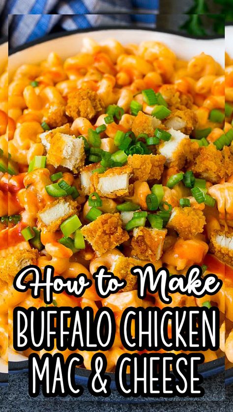 Buffalo Chicken Mac And Cheese Easy, Homemade Buffalo Chicken Mac And Cheese, Buffalo Chicken Mac Cheese, Mac And Cheese Buffalo Chicken, Buffalo Chicken And Mac And Cheese, Crispy Chicken Mac And Cheese, Chicken Tender Mac And Cheese, Popcorn Chicken Pasta, Buffalo Mac And Cheese Recipe