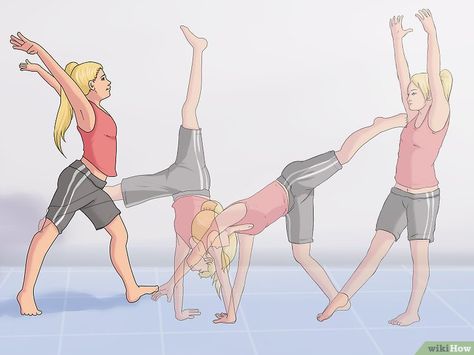 How to Learn to Do a Front Walkover in 1 Day: 13 Steps Front Aerial, Front Handspring, Front Walkover, Cheer Stretches, Cheerleading Workout, Cheer Dance Routines, One Song Workouts, Tumbling Gymnastics, Gymnastics Flexibility