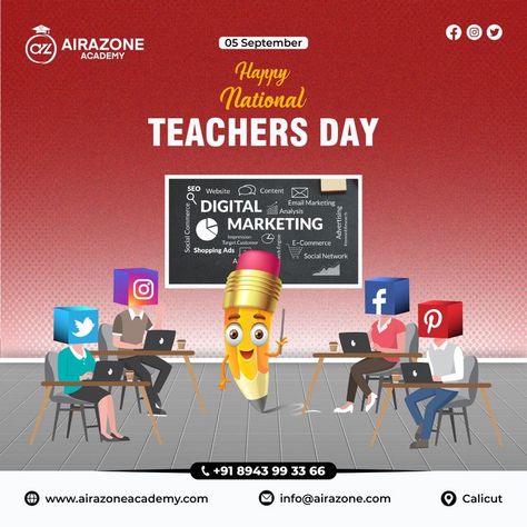 HAPPY NATIONAL TEACHERS DAY Learn Digital Marketing from Agency Experts- AiraZone Academy Agency-Based Digital Marketing -Academy 📍 Calicut 📞 +91 8943 99 33 66 . . #digitalmarketingacademy #digitalmarketingcourses #learndigialmarketing #becomeadigitalmarketer #digitalmarketingcareer #digitalmarketingexpert #digitalmarketingtips #digitalmarketingstrategy #digitalmarketingguru #digitalmarketingtrends National Teachers Day, Learn Digital Marketing, Teacher Day, Target Customer, Happy Teachers Day, Digital Marketer, Teachers Day, Seo Website, Website Content