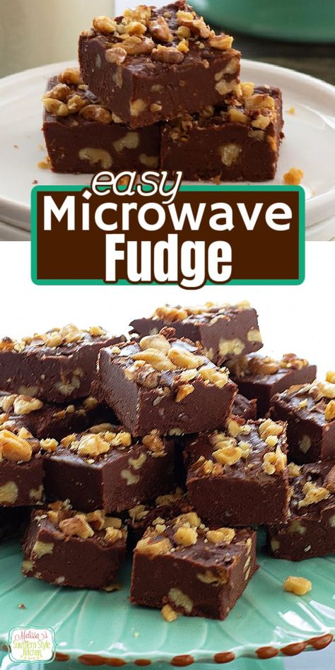 Microwave Chocolate Fudge Easy, No Cook Fudge Recipes, Microwave Chocolate Fudge, Microwave Fudge Recipe, Walnut Fudge Recipe, Microwave Cooking Recipes, Easy Microwave Fudge, Chocolate Walnut Fudge, Easy Chocolate Fudge