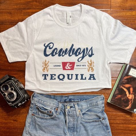 - 100% Cotton - Men’s Regular Fit - Sizing Is Oversized So Runs Like A Men’s Shirt - Most Women Their Normal Size Works Since These Are Meant To Run A Bit Loose - Please Triple Check Your Size And Address Before Ordering Cropped Graphic Tees, Tequila Shirt, Purple Crop Top, Western Graphic Tees, Nashville Outfits, Graphic Tee Outfits, Western Tops, Cowgirl Shirts, Cowboys Shirt