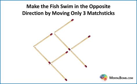 Turn the Fish Matchstick Puzzle Stick Puzzle, Visual Puzzles, Grid Puzzles, Teaching Critical Thinking, Rebus Puzzles, Lateral Thinking, Visual Cue, Reasoning Skills, Pattern Recognition