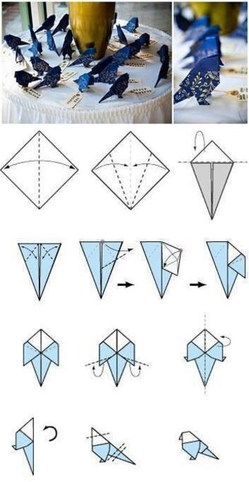 Los pasos a seguir sobre como hacer figuras de papiroflexia son muy sencillos, solo basta seguir el esquema para lograr asombrosas y originales obras. Hadiah Diy, Kraf Kertas, Tutorial Origami, Origami And Kirigami, Origami Patterns, Folding Origami, Instruções Origami, Seni Dan Kraf, Origami Bird