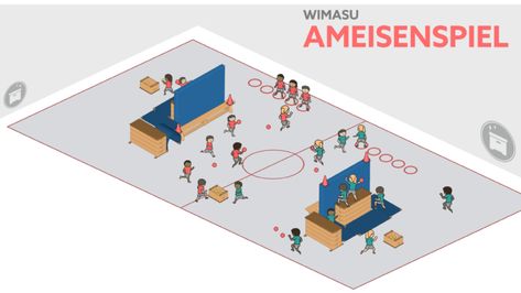 Aufbauplan Ameisenspiel - Kleine Spiele in der Turnhalle Ball Games, Small Games, Building Plan, Scandal Abc, Kids Events, Too Cool For School, School Sports, Exercise For Kids, Ants