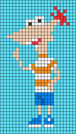 Phineas And Ferb Pixel Art, Phineas Y Ferb, Make Friendship Bracelets, Pixel Drawing, Pixel Pattern, Phineas And Ferb, Diy Wire Jewelry, Bead Pattern, Alpha Patterns