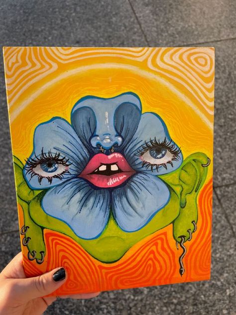 Marker Art Trippy, Trippy Oil Painting, Trippy Body Drawing, Trippy Flower Painting, Trippy Flower Art, Junk Sketchbook, Trippy Watercolor Art, Simple Trippy Art, Trippy Painting Ideas Creative