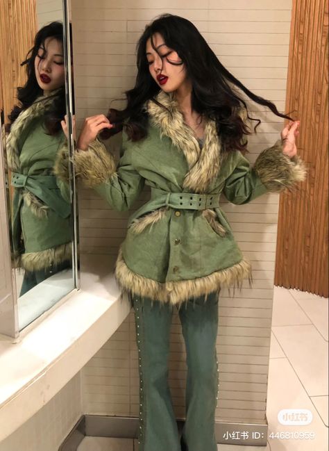 Fluffy Trench Coat, Y2k 2000s Aesthetic, Coat And Dress, Jacket Fur, Fluffy Coat, Tv Show Outfits, Concept Clothing, 2000s Aesthetic, Quirky Fashion