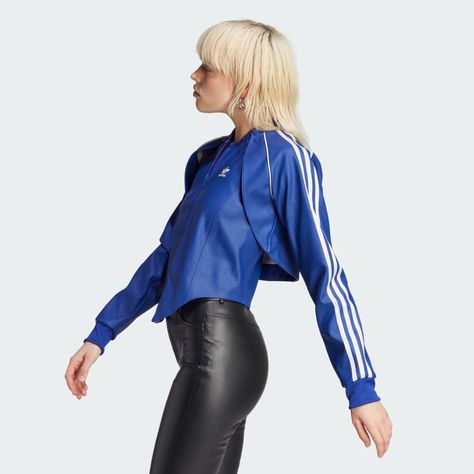 adidas Faux Leather SST Versatile Track Jacket - Blue | Women's Lifestyle | adidas US Adidas Tracksuit Women, Adidas Tracksuit, Athletic Looks, Online Shopping India, Adidas Track, Women Lifestyle, Tracksuit Women, Blue Adidas, Adidas Online