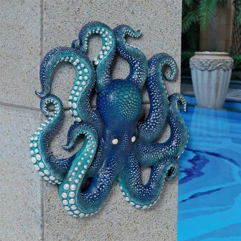 Décor Steampunk, Sunflower Wall Decor, Octopus Wall Art, Mermaid Wall Decor, Blue Octopus, Steampunk Decor, Octopus Art, Beach Theme Decor, Animal Wall Decor