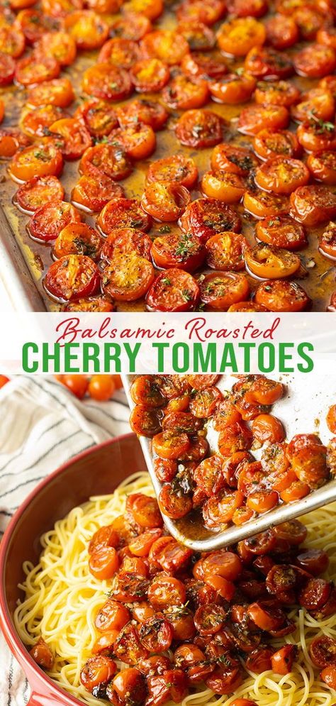 Midnight Snack Tomato Recipe, Italian Roasted Tomatoes, Cooked Grape Tomato Recipes, Tomato Season Recipes, Uses For Grape Tomatoes, Garden Cherry Tomatoes, Balsamic Roasted Cherry Tomatoes, Roasted Tomatoes With Balsamic Vinegar, Sundried Cherry Tomatoes Oven