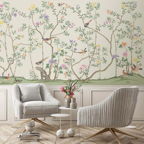 Chinoiserie & Oriental Murals – Woodchip & Magnolia Chinoiserie Screen, Chinoiserie Living Room, French Home Style, Wonderful Wallpapers, Magnolia Paint, Chinese Wallpaper, Chinoiserie Design, City Homes, Whimsical Home