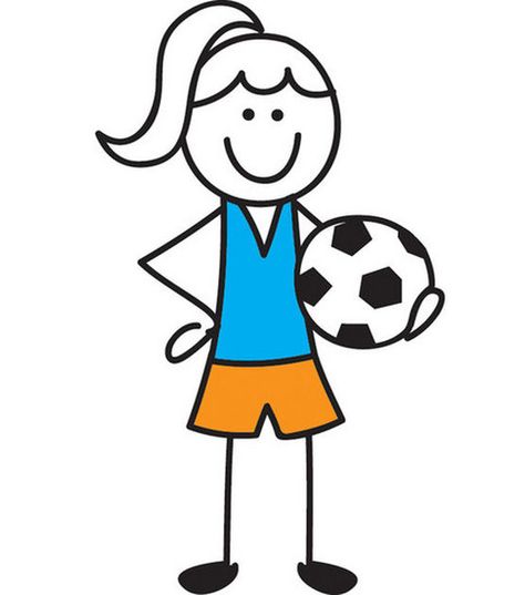 Girl Playing Soccer, Doodle People, Sports Drawings, Stick People, Stick Figure Family, Playing Soccer, Stick Figure Drawing, Iron On Letters, Stick Art