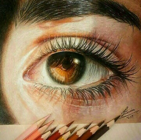 Drawing Brown Eyes, How To Paint Brown Eyes, Brown Eyes Sketch, Brown Eyes Drawing Art, How To Draw Brown Eyes, Brown Eye Painting, Eye Colored Pencil, Brown Eyes Drawing, Realistic Drawings Colored Pencils