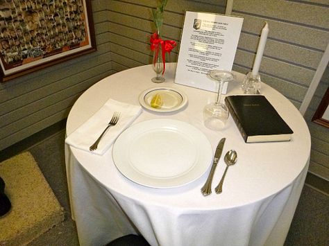 Missing Soldier Table, Fallen Soldier Table, Missing Man Table, The Empty Chair, Cemetery Ideas, November Ideas, Coconut Bowls, Honoring Veterans, Memory Table