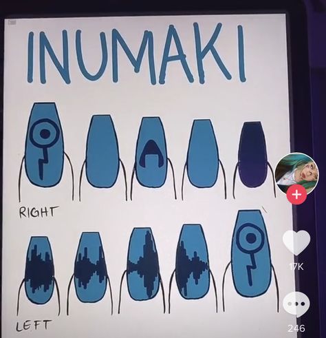 Jjk Nail Ideas, Inumaki Nails, Megumi Nails, Jujutsu Kaisen Nails, Jjk Nails, Anime Nails Art, Anime Nail Ideas, Anime Nail Art, Anime Nail