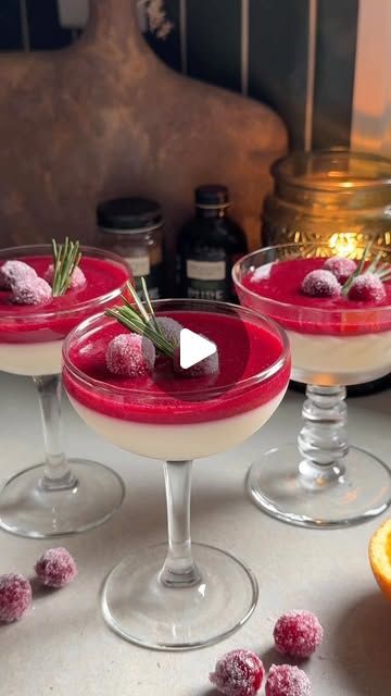 Frontier Co-op on Instagram: "Cranberry Panna Cotta 🍮✨  Bring exceptional flavor and festive flair to the holidays with this panna cotta — a creamy, sweet custard topped with a tangy, homemade cranberry sauce. Crafted with responsibly sourced ingredients you can trust.  Save the RECIPE below. 👇  Panna Cotta: 2 Tbsp. cold water 1 packet (2¼ teaspoons) powdered gelatin 2 cups heavy cream 1/3 cup Frontier Co-op® Cane Sugar 1 tsp. Frontier Co-op® Pure Vanilla Extract  Cranberry Sauce: 1 cup fresh or frozen cranberries 1/2 cup Frontier Co-op® Cane Sugar 1/4 cup freshly squeezed orange juice 1 Tbsp. orange zest 1 Tbsp. water 1/2 tsp. Frontier Co-op® Pure Vanilla Extract 1/4 tsp. Frontier Co-op® Korintje Cinnamon  Garnish (optional): Fresh rosemary sprigs Sugared cranberries  In a small bowl, c Sweet Custard, Squeezed Orange Juice, Homemade Cranberry Sauce, Sugared Cranberries, New Year's Food, Cranberry Sauce Homemade, Freshly Squeezed Orange Juice, Frozen Cranberries, Pure Vanilla