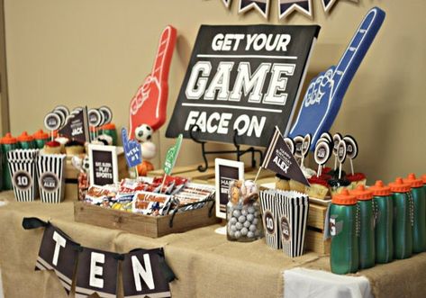 Sports Birthday Party Decorations, Kickball Party, Birthday Party Boy, Sports Party Decorations, Hockey Birthday, Sport Theme, Sports Theme Birthday, Sports Birthday Party, Party Boy