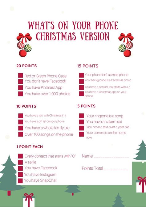 What's On Your Phone Party Game #12DaysofChristmasIdeas | Christmas Tree Lane | Printable christmas games, Fun christmas party games, Holiday party games Whats On Your Phone, Xmas Games, Fun Christmas Party Games, Printable Christmas Games, Christmas Apps, Fun Christmas Games, Christmas Games For Family, Holiday Party Games, Family Christmas Party