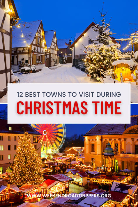 Embark on a festive journey with our latest blog post: '12 Best Towns to Visit During Christmas Time.' 🎄✨ Discover charming holiday magic, twinkling lights, and heartwarming traditions in these picturesque destinations. From cozy cottages to lively markets, make this Christmas season unforgettable! #ChristmasTravel #HolidayMagic #TravelInspiration Best Christmas Towns In The Us, Christmas Towns To Visit In Us, Christmas Vacation Destinations, Kentucky Christmas, Christmas Towns, Christmas Posts, Christmas Hand Painted, Canada Christmas, Christmas Things To Do