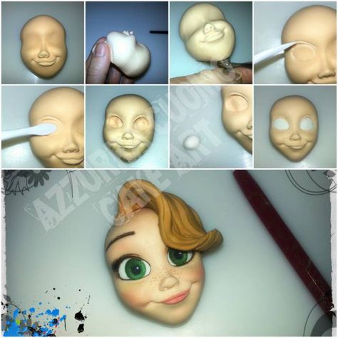 Fondant People, Rapunzel Cake, Fondant Figures Tutorial, Cake Topper Tutorial, Decoration Cake, ดินปั้น Polymer Clay, Fondant Tutorial, Fondant Figures, Sugar Craft