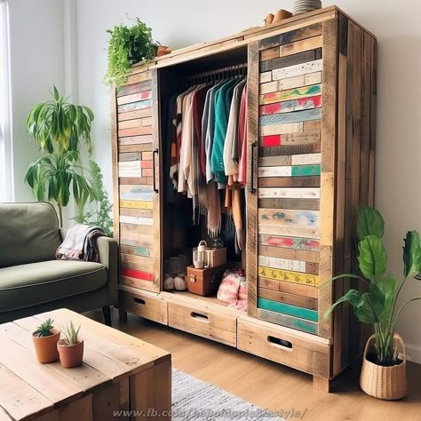 Small Space Clothing Storage, Pallet Wardrobe, Eclectic Elegance, 2024 Interior Design, Designing Home, Bohemian Furniture, Closet Renovation, Wardrobe Designs, Green Oasis