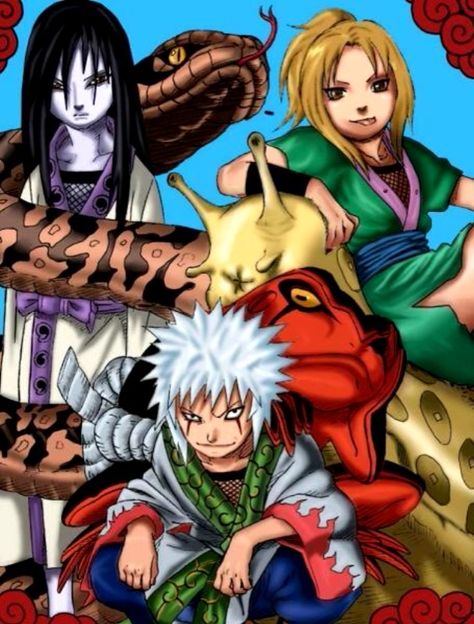 Young legendary saiyan - Orochimaru, Jiraiya, and Tsunade. Sanin Naruto, Pain Naruto, Photo Naruto, Arte Ninja, Naruto Tattoo, Naruto Oc Characters, Manga Naruto, Anime Tees, Naruto Pictures